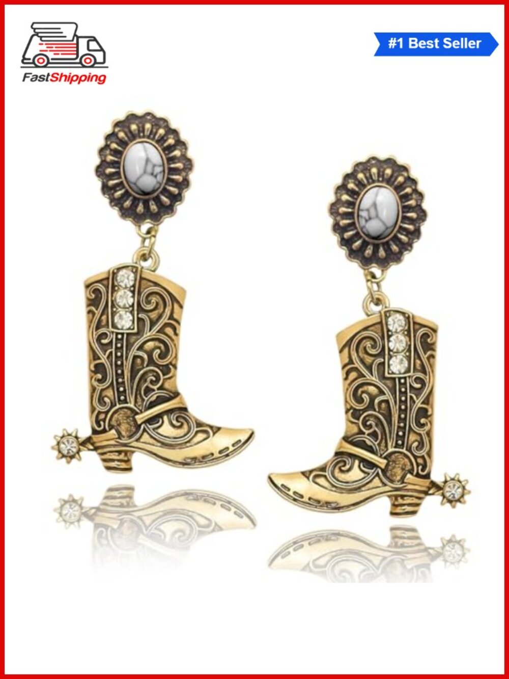 ✨ Western Cowgirl Boots Spur Dangle Drop Earrings Rodeo Boho Fancy Dress Costume